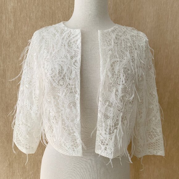 Louvienne Lace and Feather Bolero/Jacket - Picture 1 of 9